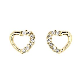 14K Yellow Gold Plated Open Heart CZ Stud Earrings with Screw-back for Children &amp; Women: The World Jewelry Center: Jewelry