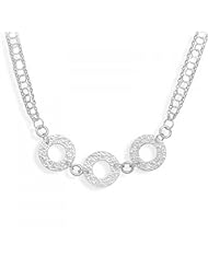 MMA Silver - 18 inch Triple Strand Necklace with Textured Circle Design