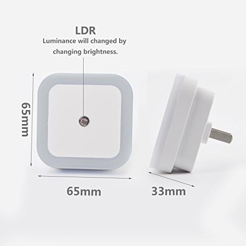 Recomfit® 4pcs LED Night Light Smart Light Control Sensor Square Shape (Blue Orange Pink White) for Kid's Baby Room, Bedside , Corridor , Indoor, and Christmas, Festive Festival