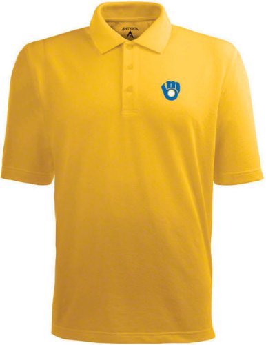 Milwaukee Brewers Gold Pique Extra Light Polo Shirt