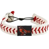 Baltimore Orioles White Leather Baseball Seam Bracelet