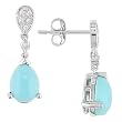 14k White Gold Turquoise and Diamond Tear Drop Earrings