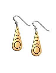 14K Yellow Gold Northwest Coast Native American Salish Light Earrings. Made in USA.