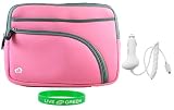 Non-OEM Amazon Kindle DX 9.7 Tri-Pocket Sleeve Case with Car Charger - Pink