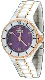 Oniss #ON8015-LDDRG6 Womens Midsize Rose Gold Trim White Ceramic Watch (Purple MOP Dial)