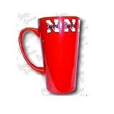 University of Nebraska Lincoln NU Huskers - Tall Coffee Mug / Cup - 16oz. tall cafe style w/ repeating Nlogo design on team color red ceramic