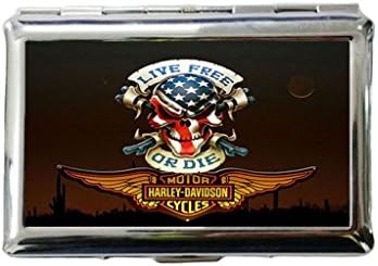 Harley Davidson Logo Custom Photo Unique Metallic Silver Stainless Steel Cigarette Case