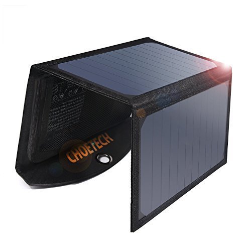 Solar Charger (Upgrade Version), CHOE 19W 2-Port Solar Phone Charger with Dual USB Port and Auto Detect Tech for Galaxy S7/S7 Edge, iPad Pro, iPhone 7/7 Plus/6S/6/6 Plus, Nexus 5X/6P and More
