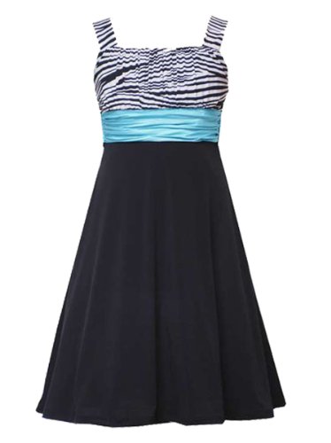 Rare Editions Girls PLUS Size BLACK WHITE TURQUOISE-BLUE ZEBRA PRINT Special Occasion Wedding Flower Girl Easter Birthday Party Dress