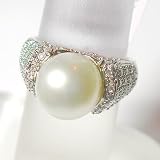 18K White Gold Pearl and Diamond Ring