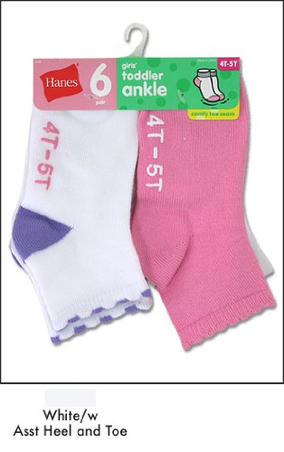 Hanes Toddler Girls Non-Skid Ankle Socks P6 (4T-5T)
purple, pink and white
