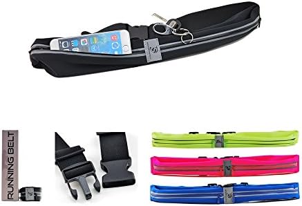 Reflective running belt - 2 Pockets - Outdoor Reflective Waterproof Running Waist Pack - Fanny Bag Pack - With Headphones Hole - Fitness Workout Belt - Runner Belt - Bag for Galaxy 7 Edge iPhone