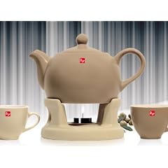 Teekanne ca: 0,8 Liter, mocca mit St�vchen creme, Keramik