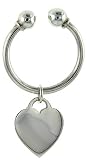 Sterling Silver 1 5/16 (34 mm) Horse Shoe Type Key Ring with Heart Tag