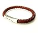 light brown braided leather bracelet with stainless steel barrel clasp
