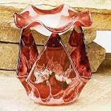Red Marble Grain Tulip Collectible Glass Oil Burner Aromatherapy