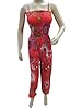 Cotton Harem Pants Dress Red Printed Yoga Pants Jumpsuit Capri Romper