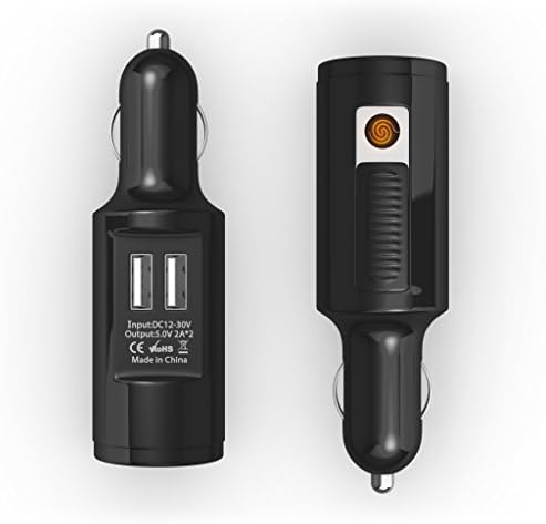 New! ePond Dual-Port Rapid USB Car Charger with Flameless Rechargeable Lighter (2-in-1) - Ideal for Smart Phones and Tablets - Apple iPhone 5/5S/5C/4S/4, iPod, iPad Air, iPad mini & Android Phones Samsung Galaxy S5/S4, Note 3/2, Google Nexus 7, New HTC One (M8) etc - No Gas Needed, Windproof & Eco-friendly - High Quality Heating Coil Lights Up Cigarette Instantly - 100% Worry-free Money Back Guarantee (Black)