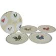 Le Cadeaux Melamine Roosters Boxed Assorted Appetizer Plates