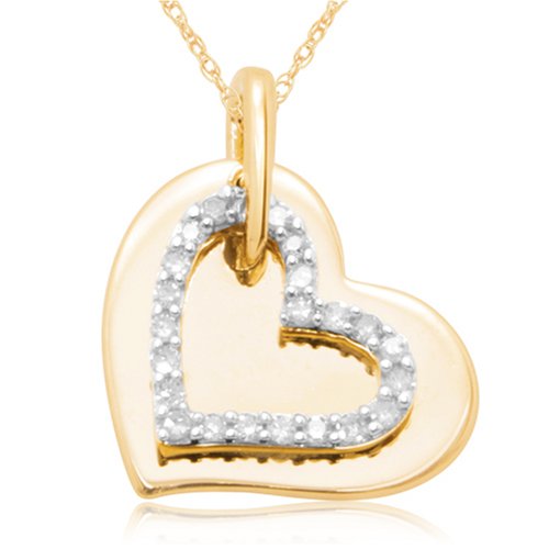 10k Yellow Gold 2-Piece Diamond Heart Pendant