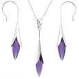 Silver Swarovski Crystal Purple Amethyst Birthstone Necklace Earrings Jewelry Set in Gift Box Bucasi SALE