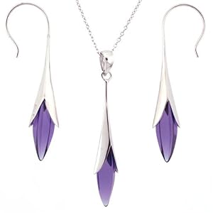 Silver Swarovski Crystal Purple Amethyst Birthstone Necklace Earrings Jewelry... by