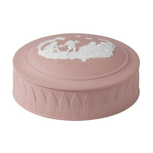 Wedgwood Jasper Classic White on Pink Trinket Box