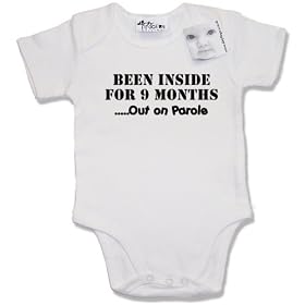 Dirty Fingers - Been inside for 9 months...Out on Parole - Baby & Toddler Short Sleeve Bodysuit / BabyGrow, 0-3 months, White
