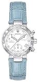 Accutron Womens 26R11 Chamonix Diamond Chronograph Blue Leather Watch