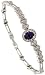 14k White Gold 7 Bracelet, w/ 0.77 Carat Round Diamonds & 0.85 Carat Oval Cut Amethyst Stone, 3/8 (10mm) wide