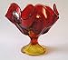Amberina Glass Ruby Fluted Large Compote