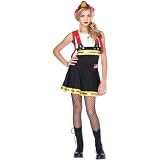 Sweetheart Firefighter, features suspender dress with reflective trim and flag patch.(BLACK/WHITE,SML/MED)