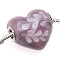 Murano Style Glass Lampwork Lilac Swirl Heart Bead Fits Pandora 25mm (1)