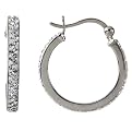 Sterling Silver Crystal Pave Hoop Earring - White