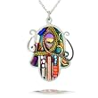 Green Nouveau Hamsa Necklace from the Artazia Collection #619GR JN MN
