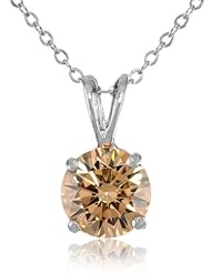 Diamond Veneer Cushion Square Cubic-Zirconia Solitaire Pendant Necklace, 7"