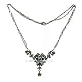 Victorian Black Necklace Crystals Floral