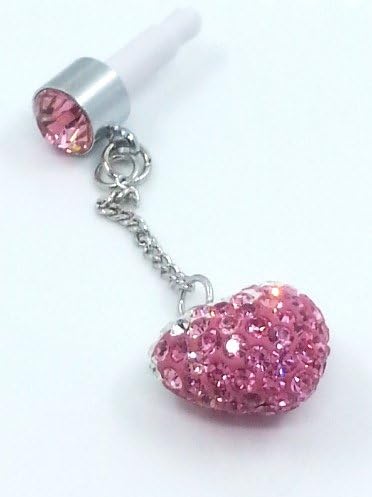 Swarovski Crystal 3D "Loving Heart" Charm and Earphone Jack Dust Cover for Mobile Phone (XTXSJ-FCS-1-A)
