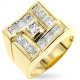 CZ Ring For Men - 14K Gold Plated Mens CZ Ring