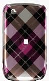 Premium Designer Hard Snap On Crystal Case for the Blackberry 8520 Curve/Gemini - Cool Hot Pink Diagonal Checkers Print