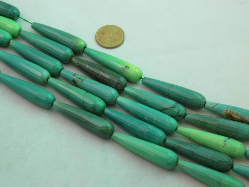 Green Chrysoprase Beads Gemstone 10*40mm Facted Teardrop 15.5" Strand Finding Charms Jewelry Making&design Beading 10pcs