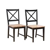 Virginia Cross Back Chairs (Set of 2), Black natural by Target Marketing Systems