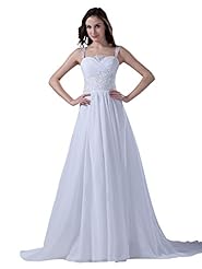 A-line Floor Length Square Neck Natural   Waistline Beaded Applique Lace Chiffon  Dress with a Brush/Sweep Train 