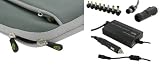 4n1 Combo - Acer Aspire One AOD250-1289 10.1-Inch AC and DC Adapter Charger - Home / Car / Airplane (Invisible Zipper Dual-Pocket - Grey)