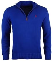 Hot Sale Polo Ralph Lauren Mens Half Zip Pullover Cotton Sweater - S - Blue