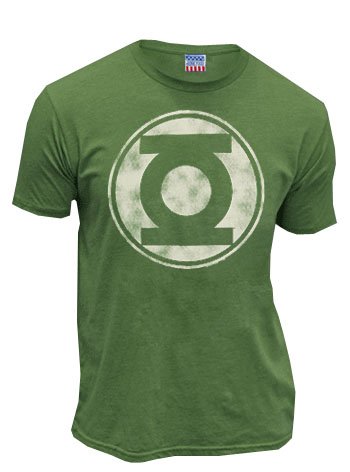 Junk Food Green Lantern Kelly Green Distressed Logo Mens T-shirt Tee