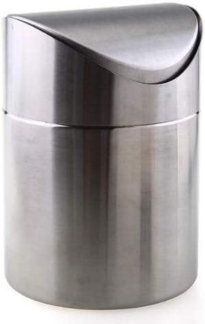 Mini Desk Dustbin Trash Rubbish Bin Garbage Can Wastebasket Stainless Steel
