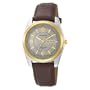 Armitron Men's Round Two-Tone Brown Leather Dress Watch #201925GYBN