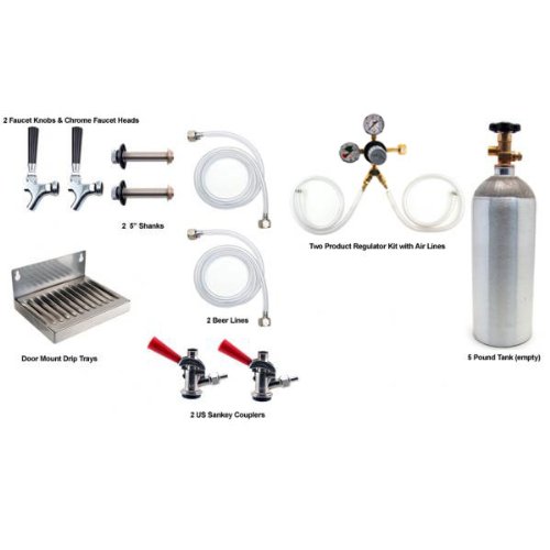 Two Tap Wall Mount Refrigerator Conversion Kit w 5 CO2 Tank