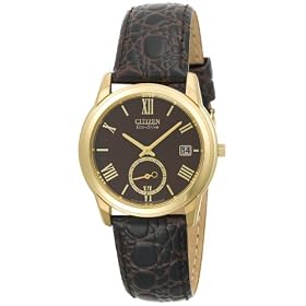 Citizen Mens Eco-Drive Dress Brown Leather Strap Watch #BV1002-03X